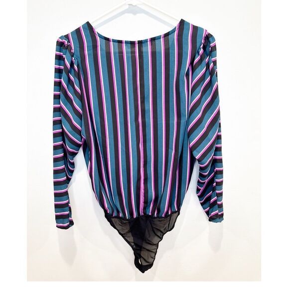 Astr the label surplice v-neck striped bodysuit - Picture 3 of 4